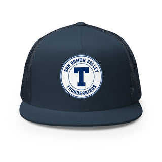 T-Birds Circle 'T' Printed White Background/Navy Text Trucker Hat