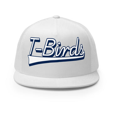 T-Birds Script Printed White/Navy Text Trucker Hat